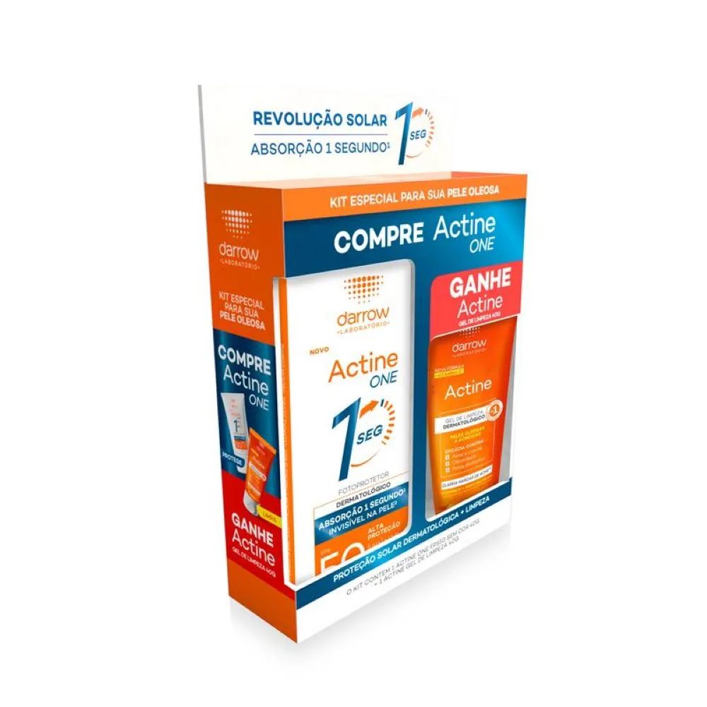 Kit Protetor Solar Fps 50 Darrow Actine One 40g Grátis Gel De Limpeza Dermatológico 40g