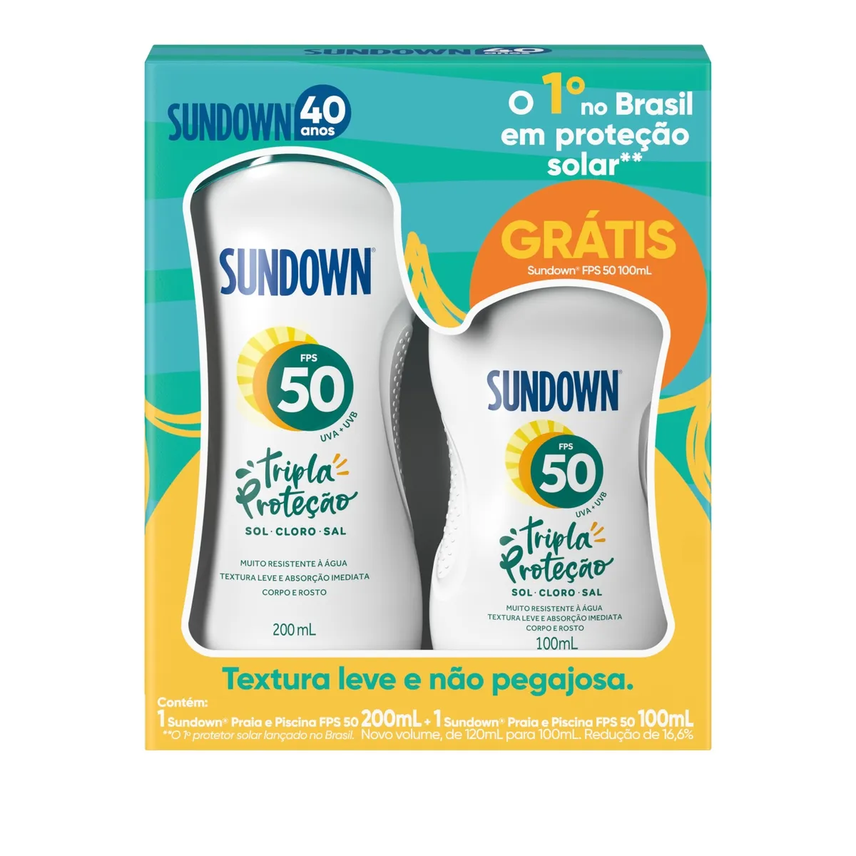 Kit Protetor Solar Fps50 Sundown Praia E Piscina 200ml Grátis Protetor Solar Fps50 100ml