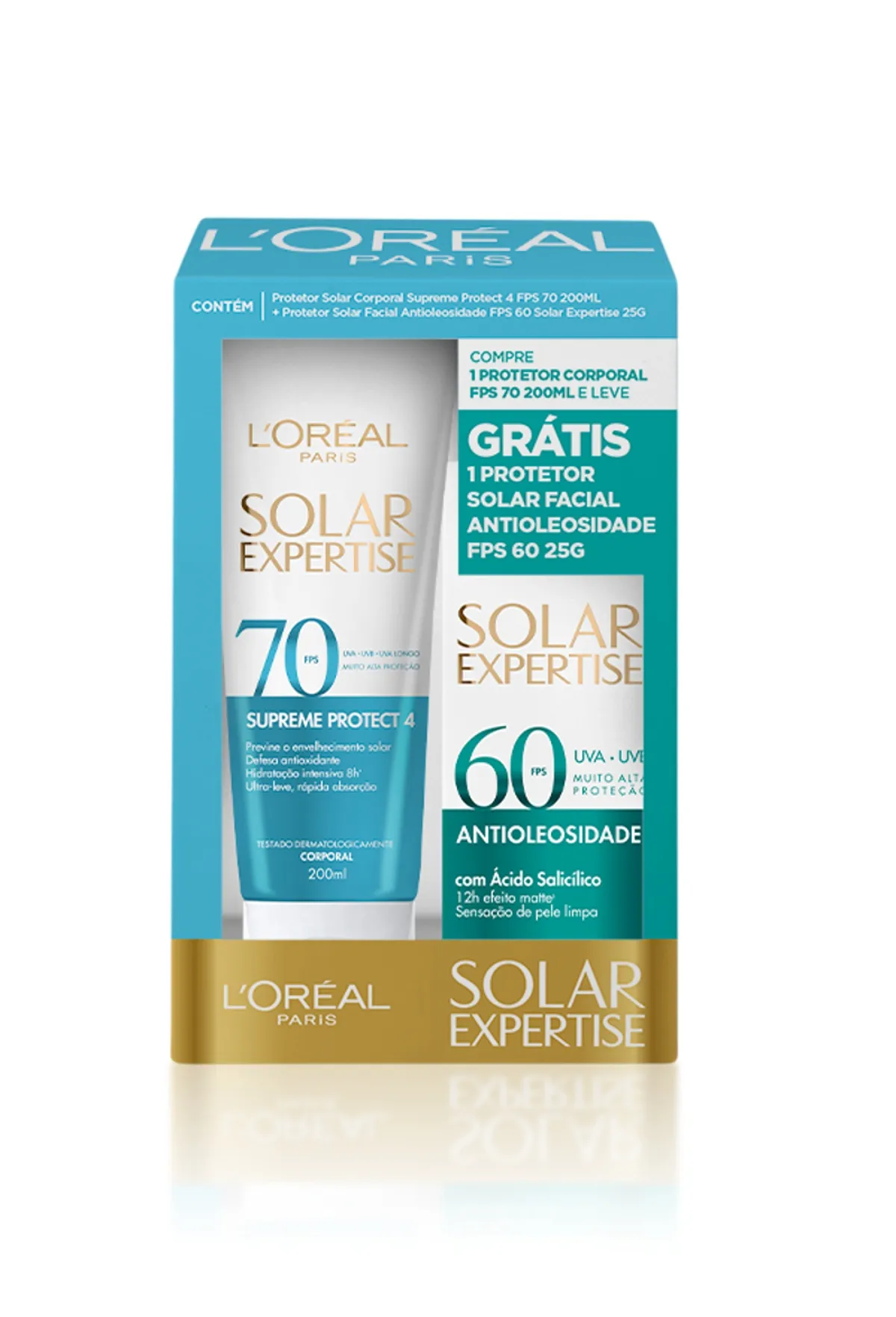 Kit Protetor Solar L'Oréal Expertise Corporal Supreme Protect 4 Fps 70 200ml + Facial Antioleosidade Fps 60 25g