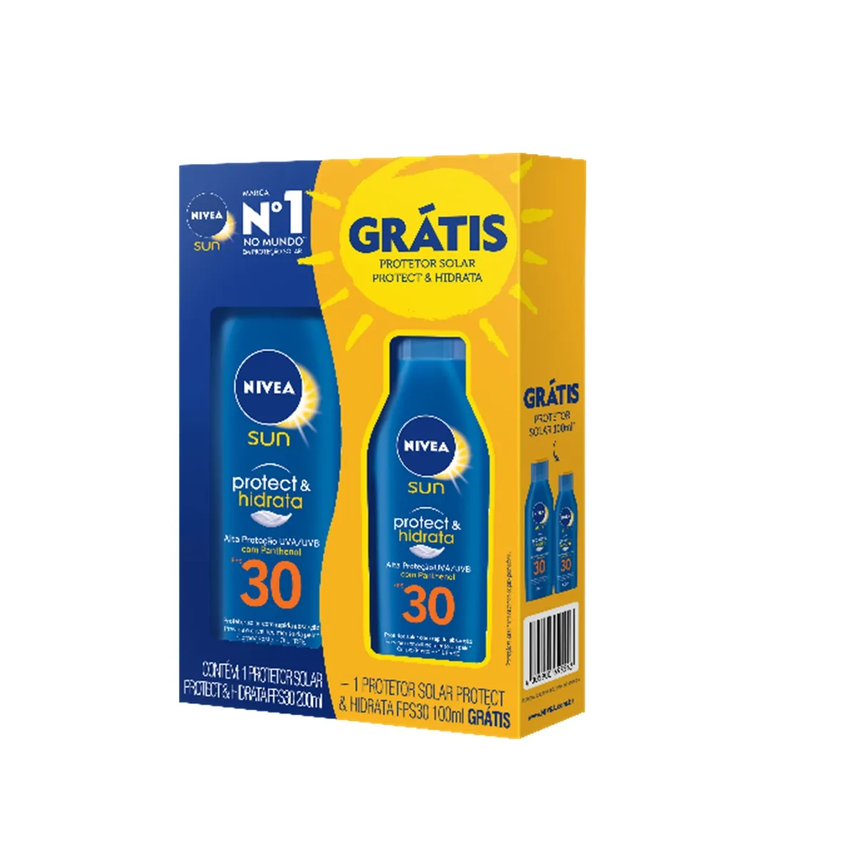 Kit Protetor Solar Nivea Sun Protect & Hidrata FPS30 200ml 1 Unidade + Protetor Solar Nivea Sun Protect & Hidrata FPS30 100ml 1 Unidade