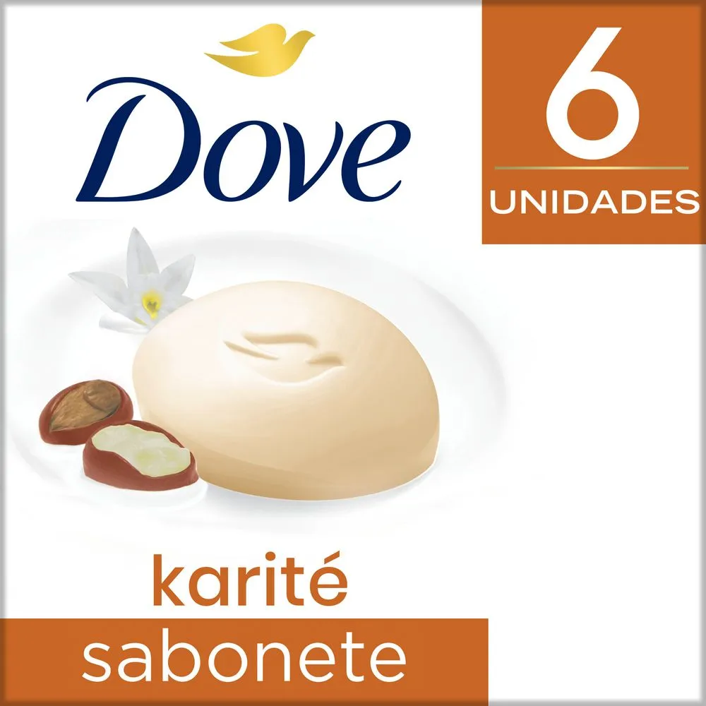 Kit Sabonete em Barra Dove Karité e Baunilha 90g 6 Unidades
