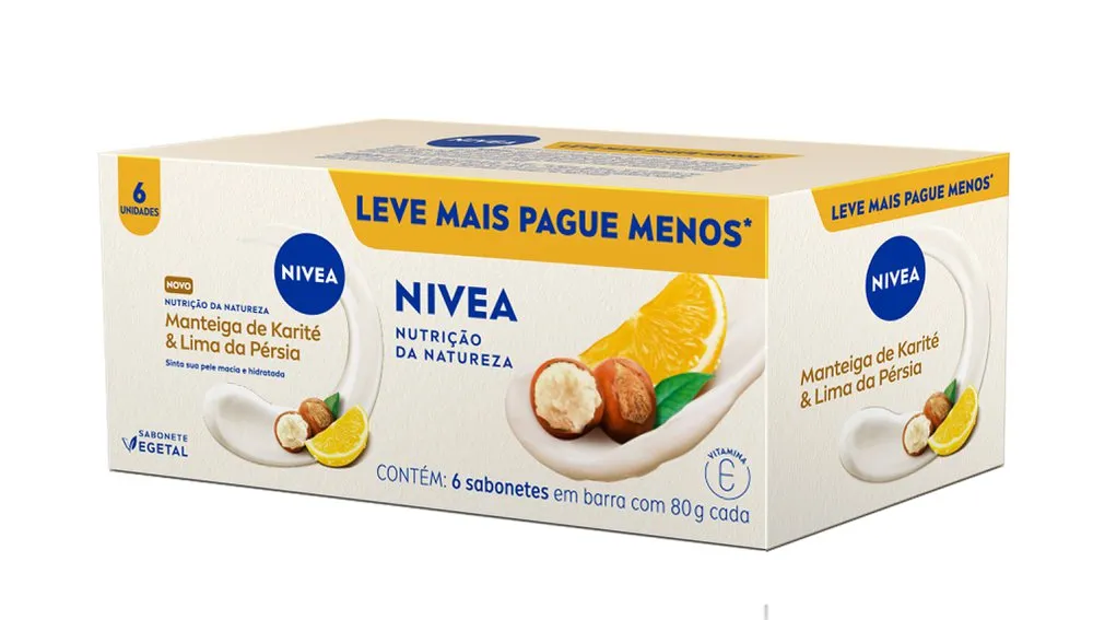 Kit Sabonete em Barra Nivea Nutrição da Natureza Manteiga de Karité e Lima da Pérsia 80g 6 Unidades