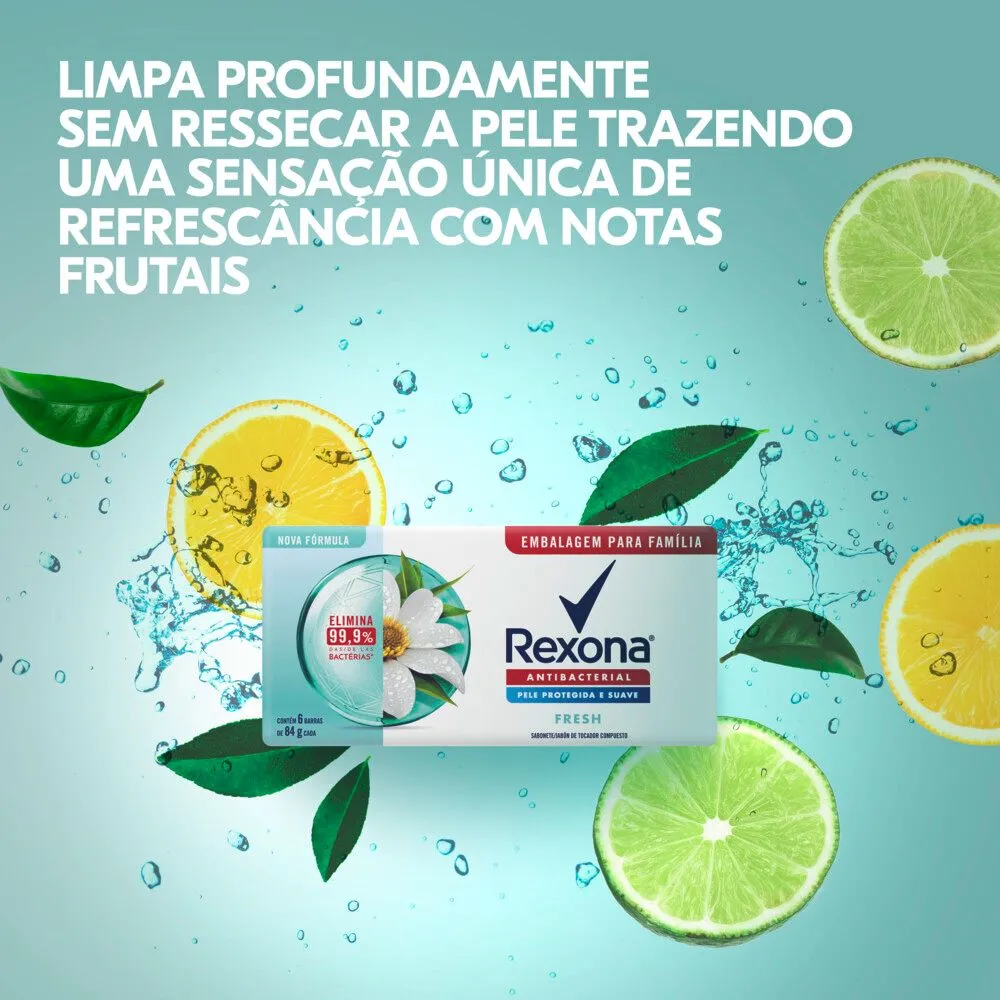 Kit Sabonete em Barra Rexona Antibacterial Fresh 84g 6 Unidades — foto 6
