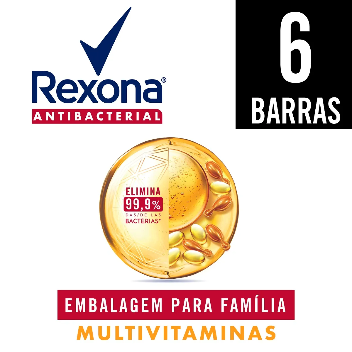 Kit Sabonete em Barra Rexona Antibacterial Multivitaminas 84g 6 Unidades