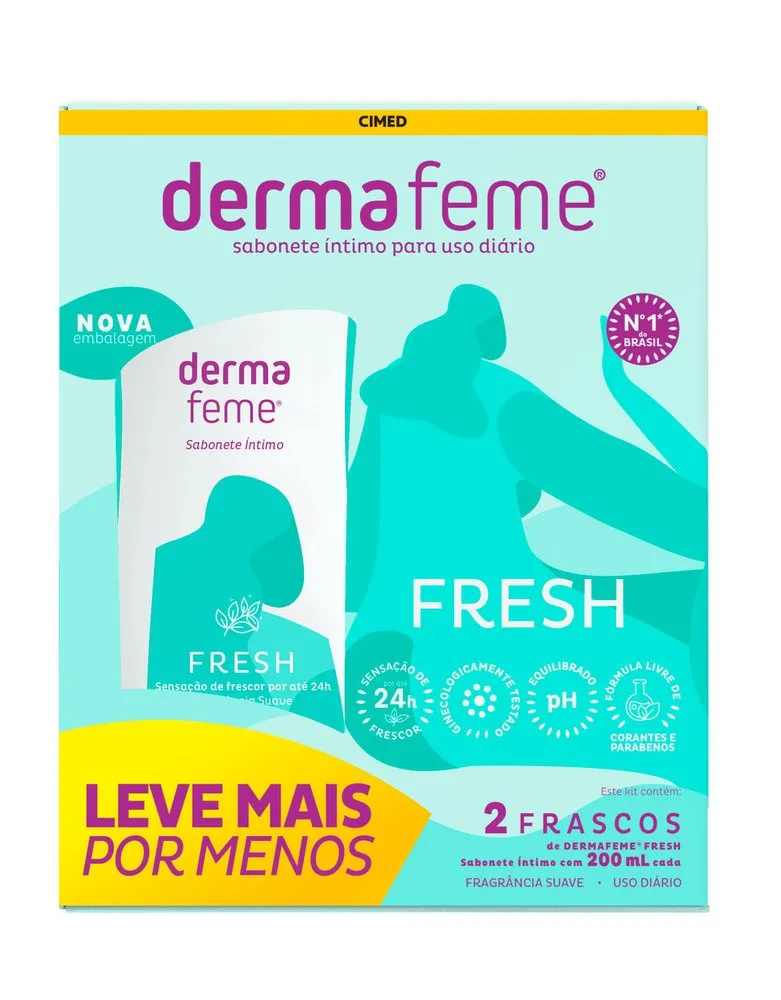 Kit Sabonete Íntimo Dermafeme Fresh 200ml 2 unidades