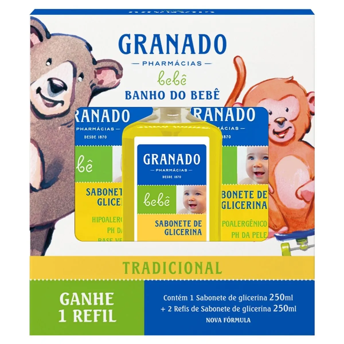Kit Sabonete Líquido Infantil Granado Bebê Tradicional 250ml 1 Unidade + Sabonete Líquido Infantil Granado Bebê Tradicional Refil 250ml 1 Unidade
