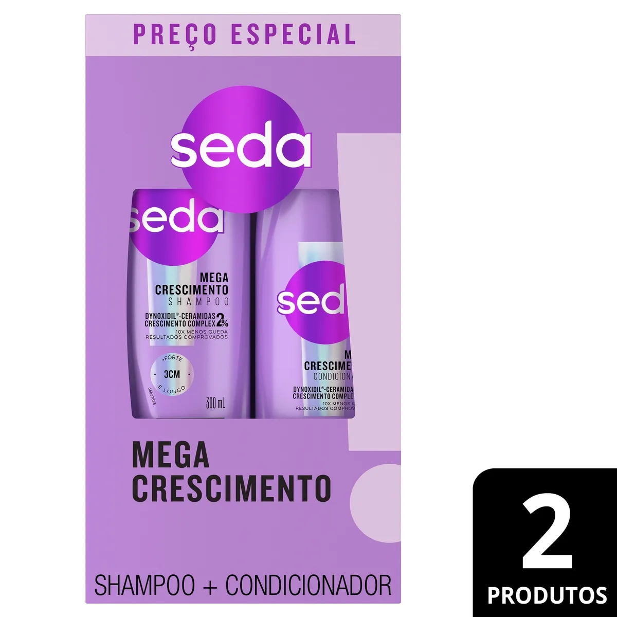 Kit Seda Mega Crescimento Shampoo 300ml + Condicionador 190ml
