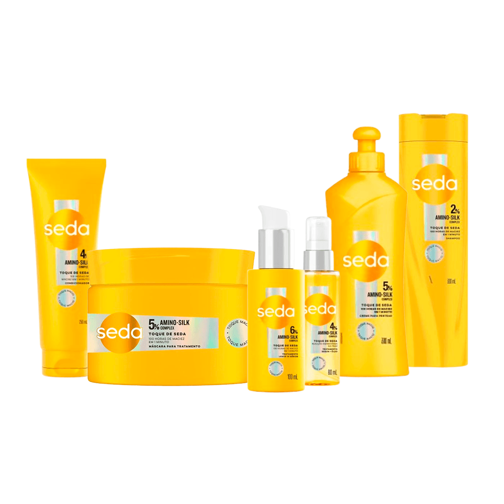 Kit Seda Toque de Seda Shampoo 300ml + Condicionador 250ml + Leave-in 100ml + Sérum Capilar 60ml + Máscara Capilar 300g + Creme de Pentear 300ml