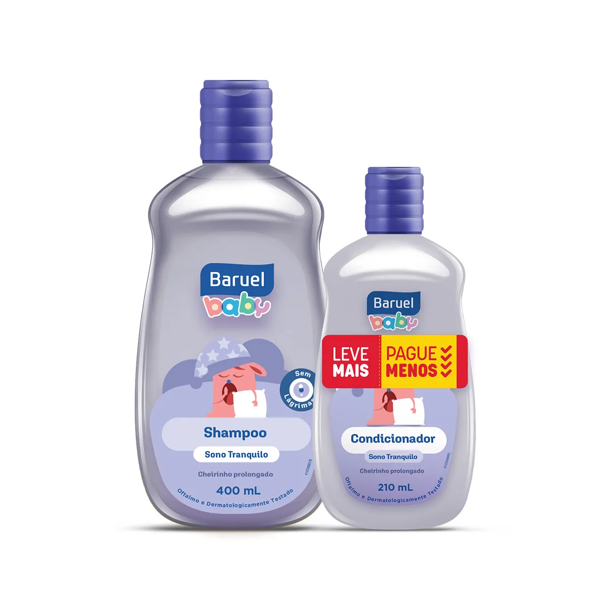 Kit Shampoo Infantil Baruel Baby Sono Tranquilo 400ml 1 Unidade + Condicionador Infantil Baruel Sono Tranquilo 210ml 1 Unidade