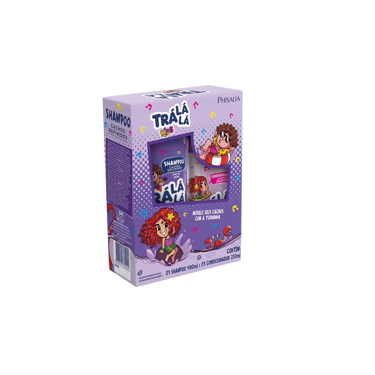 Kit Shampoo Infantil Trá Lá Lá Kids Cachos Definidos 480ml 1 Unidade + Condicionador Infantil Kit Trá Lá Lá Kids Cachos Definidos 250ml 1 Unidade