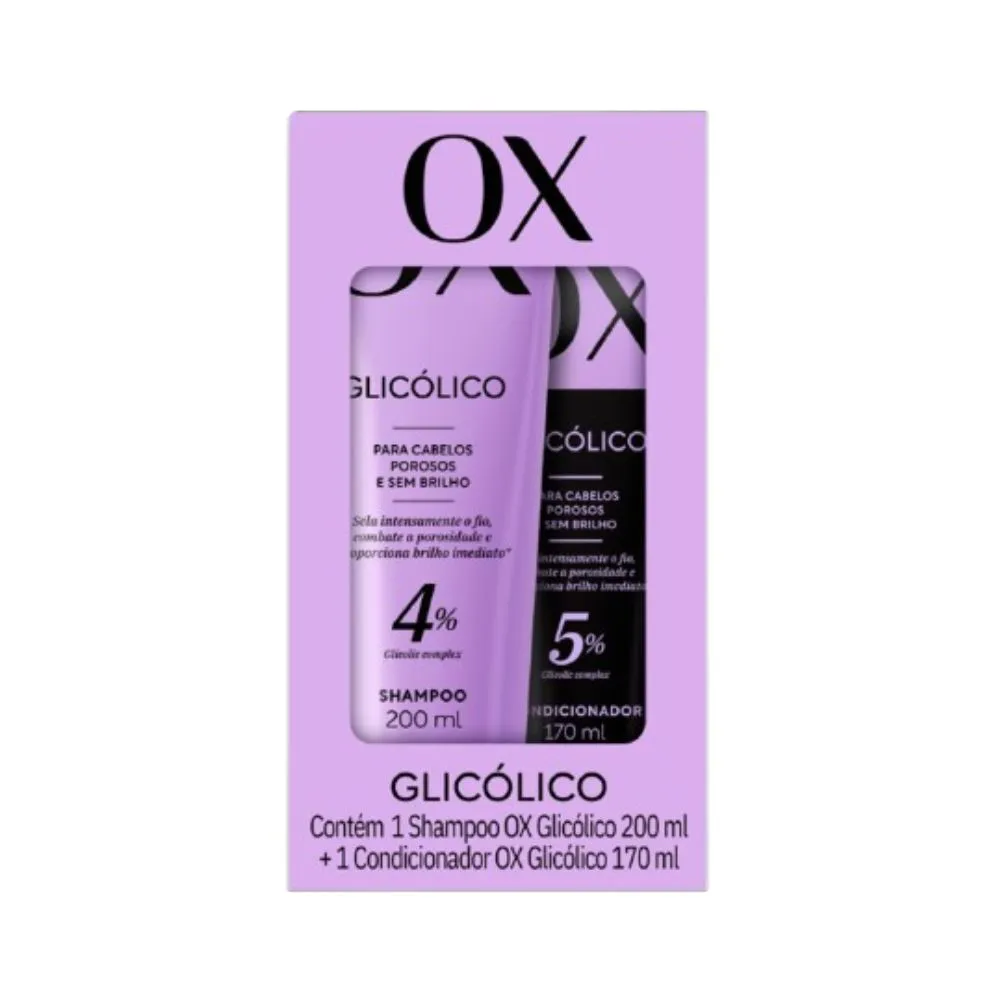 Kit Shampoo OX Glicólico 200ml 1 Unidade + Condicionador OX Glicólico 170ml 1 Unidade