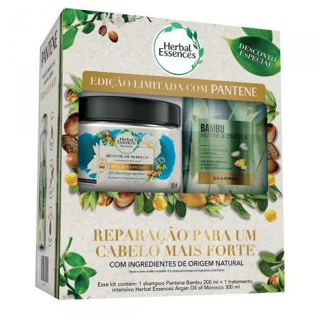 Kit Shampoo Pantene 200ml + Creme De Tratamento Herbal 300ml