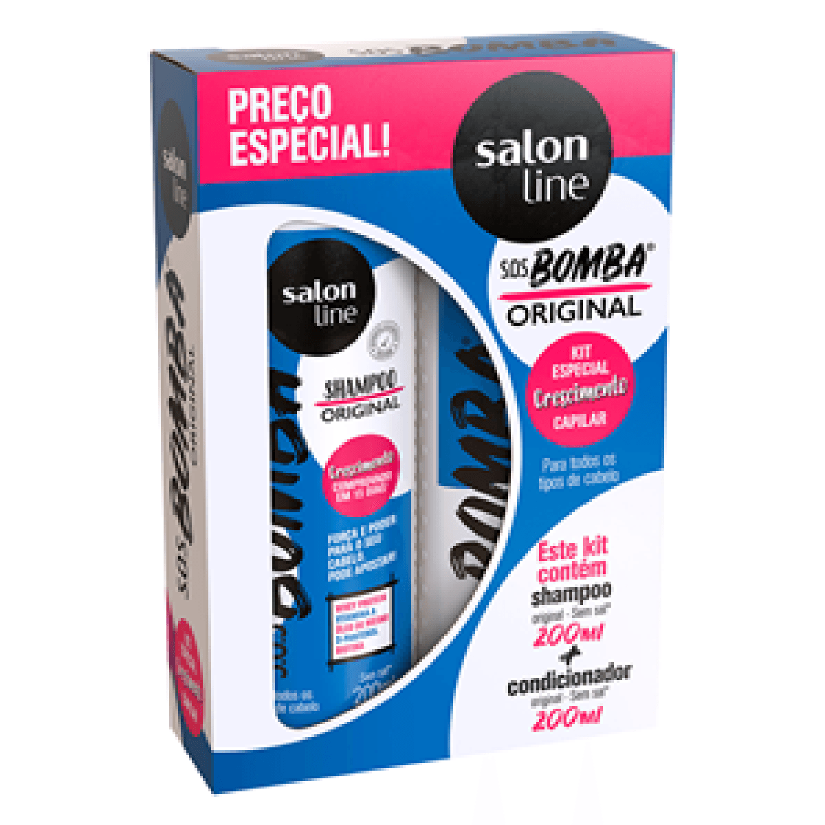 Kit Shampoo Salon Line S.O.S Bomba Original 200ml 1 Unidade + Condicionador Salon Line S.O.S Bomba Original 200ml 1 Unidade
