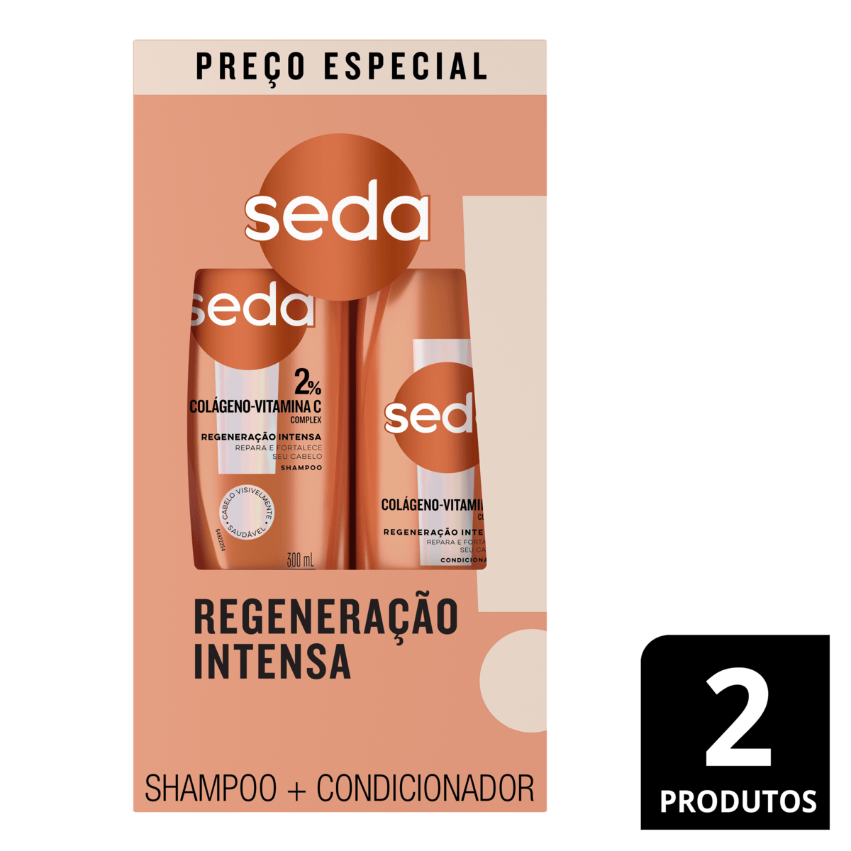 Kit Shampoo Seda by Niina Secrets Colágeno + Vitamina C 300ml 1 Uni + Condicionador Colágeno + Vitamina C by Niina Secrets 190ml 1 Uni