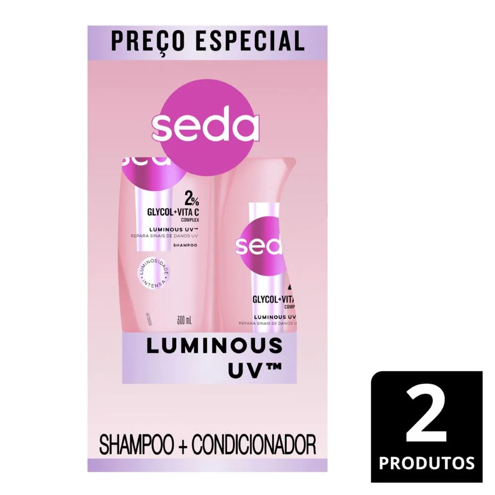 Kit Shampoo Seda Luminous UV 300ml 1 Unidade + Condicionador Seda Luminous UV 190ml 1 Unidade
