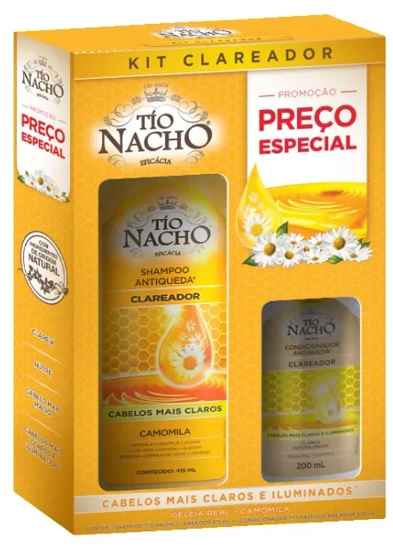 Kit Shampoo Tio Nacho Clareador Antiqueda Camomila 415ml 1 Uni + Condicionador Camomila 200ml 1 Uni
