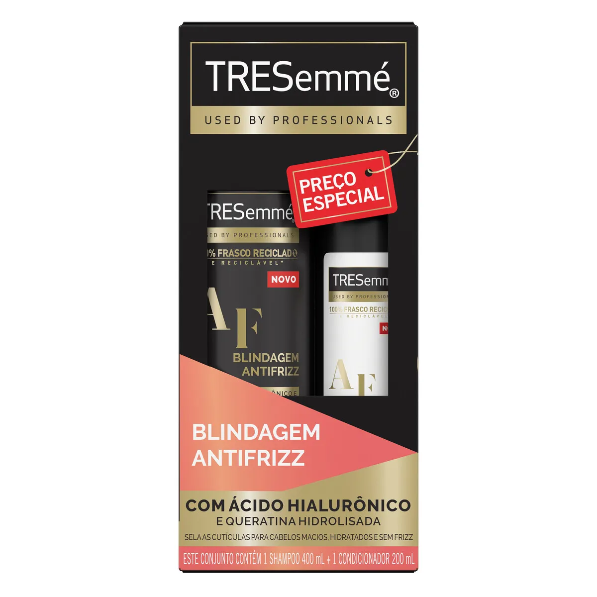 Kit Shampoo TRESemmé Blindagem Antifrizz 400ml 1 Unidade + Condicionador TRESemmé Blindagem Antifrizz 200ml 1 Unidade