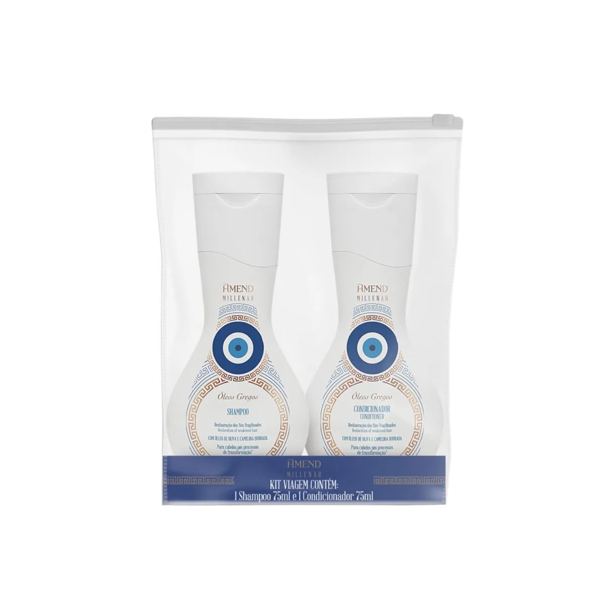 Kit Travel Mini Amend Millenar Óles Gregos 1 Shampoo + 1 Condicionador 75ml Cada