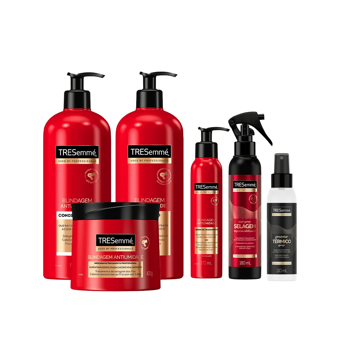 Kit TRESemmé Finalizador Coat Spray 180ml + Shampoo 650ml + Sérum 170ml + Protetor Térmico Spray 110ml + Máscara 400g + Condicionador 650ml