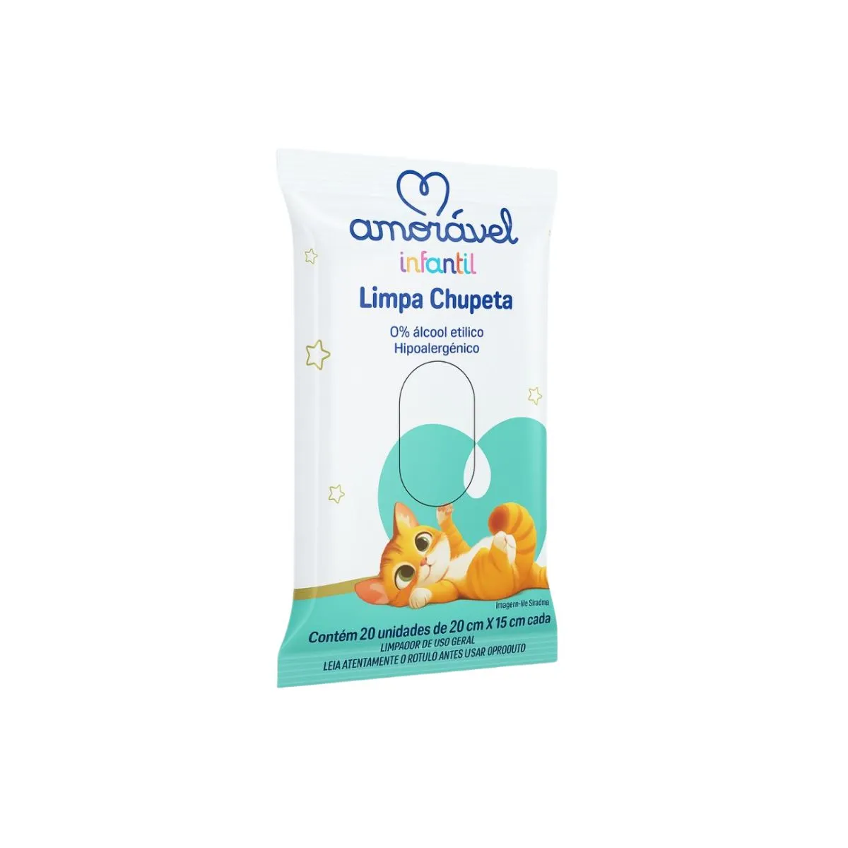 Lenço Amorável Limpa Chupeta Com 20 Unidades