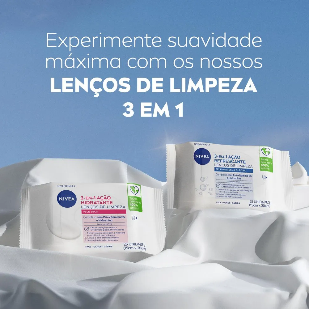 Lenço Demaquilante Nivea 3 em 1 Ação Refrescante 25 unidades — foto 8