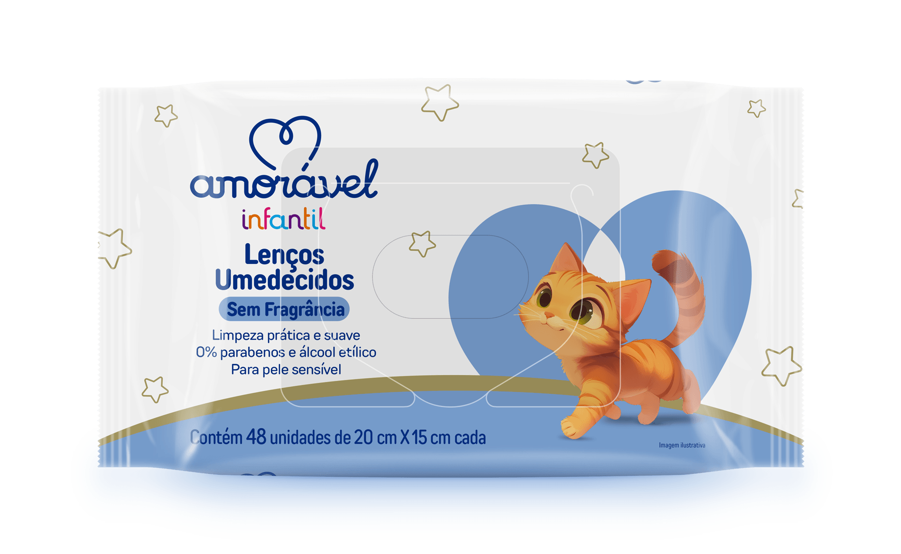 Lenço Umedecido Amorável Baby Sem Fragrância 48 Unidades