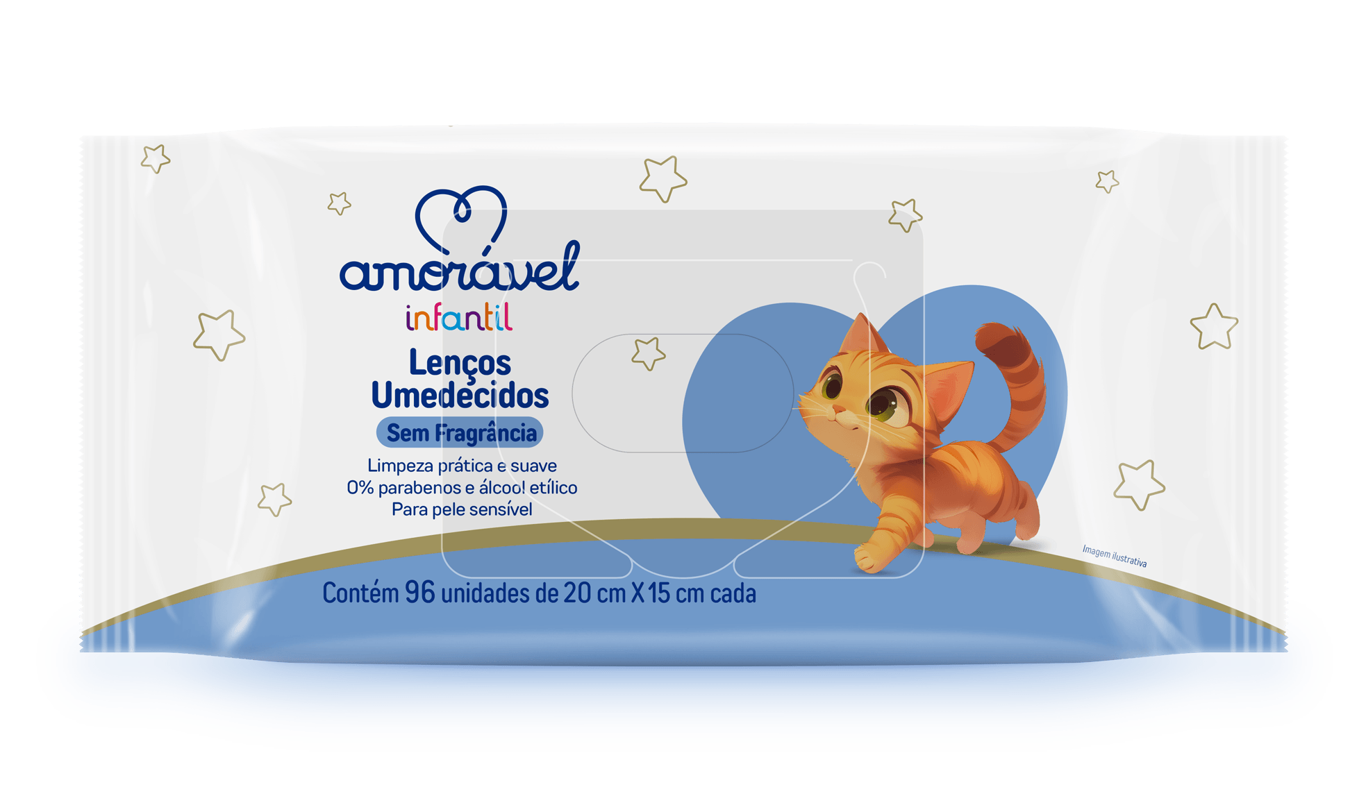 Lenço Umedecido Amorável Baby Sem Fragrância 96 Unidades