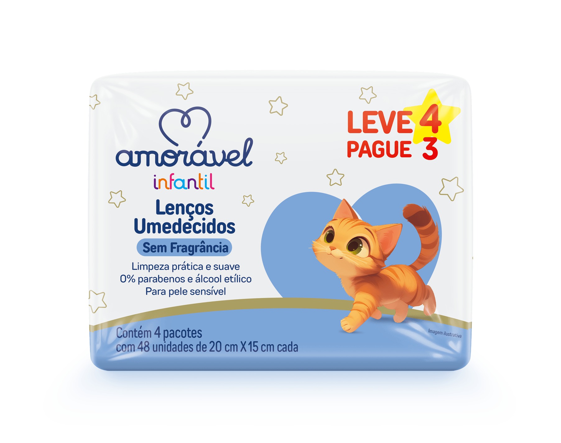 Lenços Umedecidos Amorável Sem Fragrancia 192 Unidades