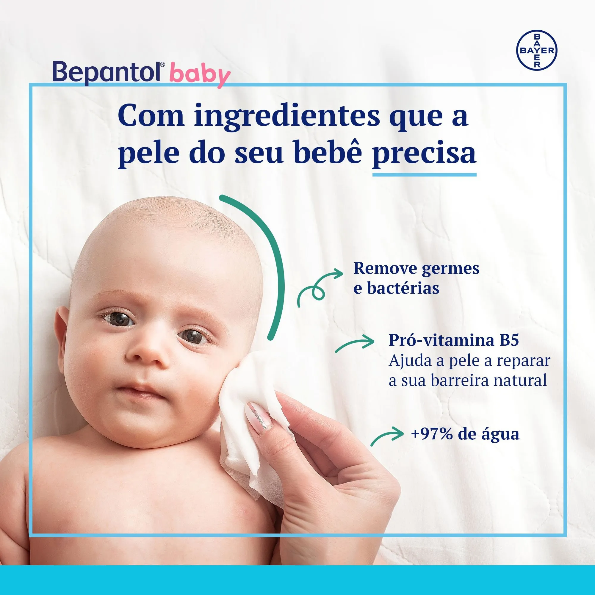 Lenços Umedecidos Bepantol Baby Limpeza Protetora Antibac 48 Unidades — foto 4