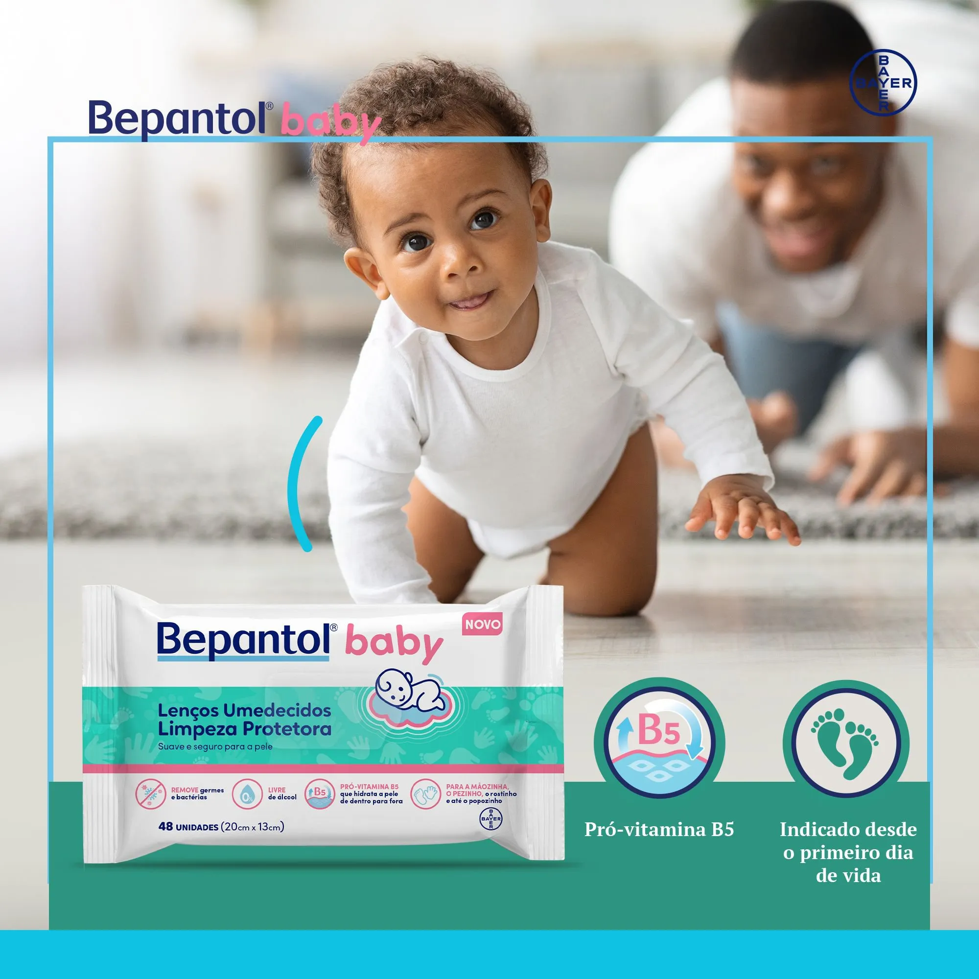 Lenços Umedecidos Bepantol Baby Limpeza Protetora Antibac 48 Unidades — foto 3