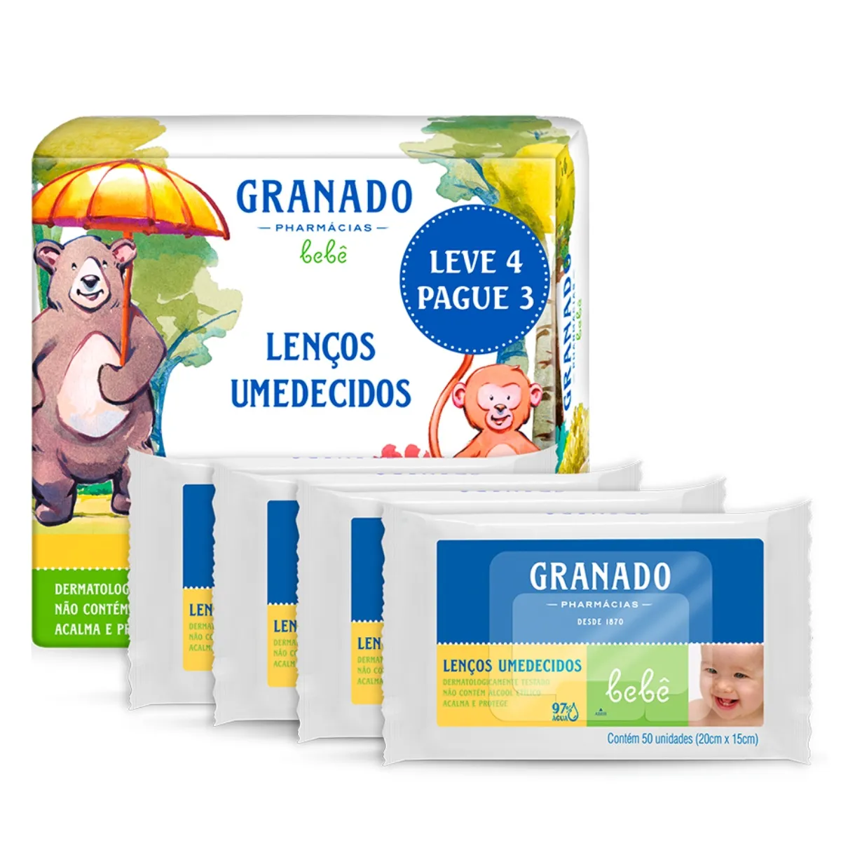 Lenços Umedecidos Granado Bebê Tradicional 200 Unidades Leve 4 Pague 3
