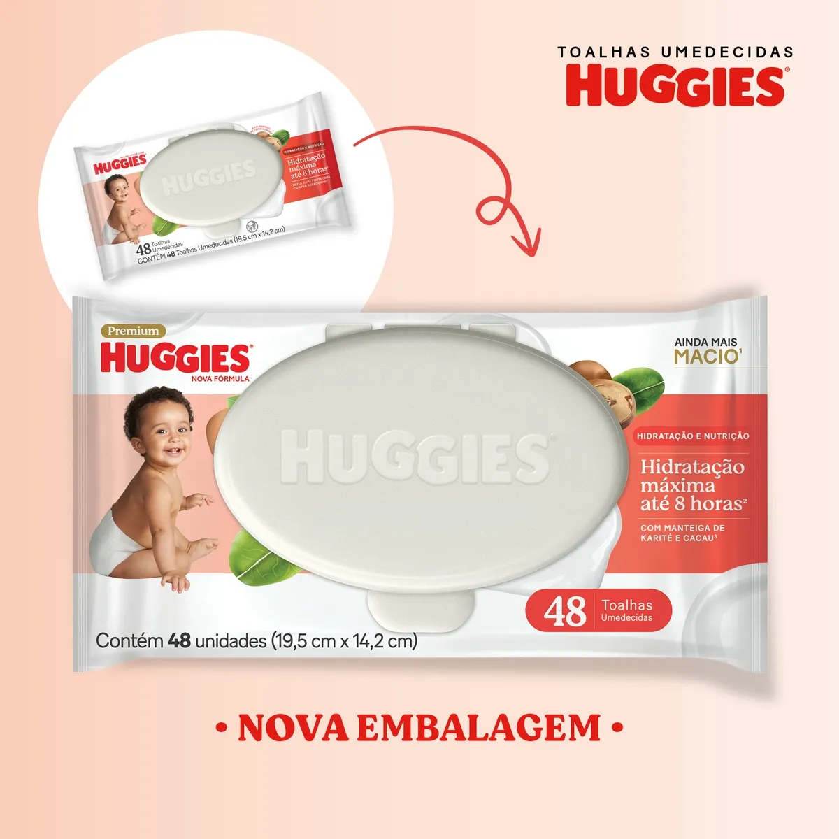 Lenços Umedecidos Huggies Hidratação e Nutrição Contra Assaduras 192 Unidades — foto 3