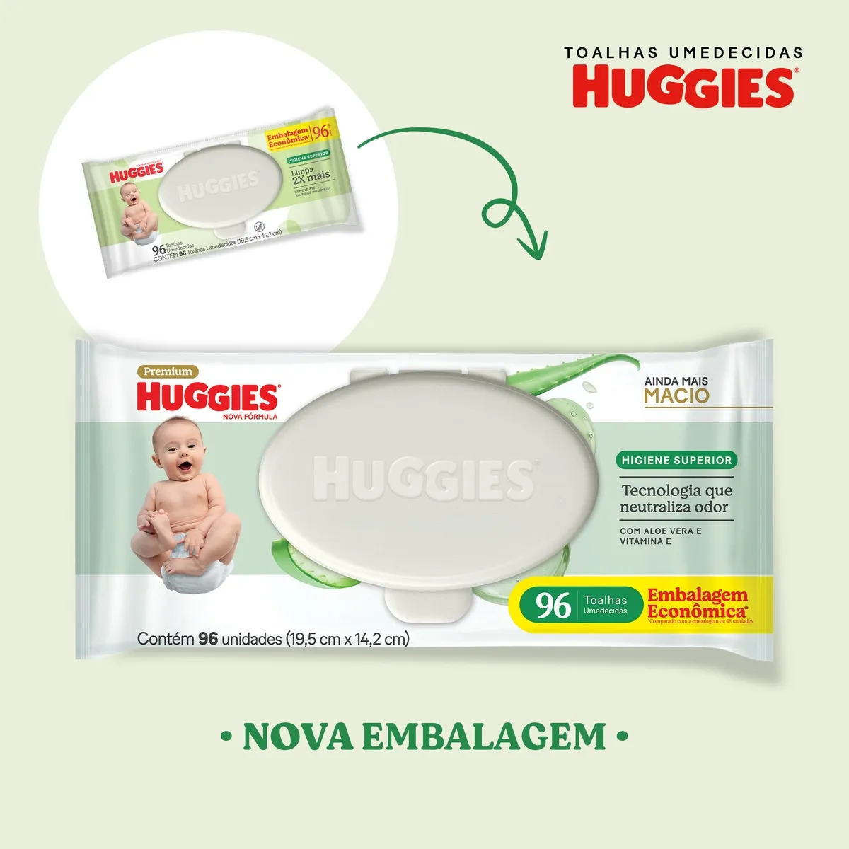 Lenços Umedecidos Huggies Higiene Superior Limpam 2x Mais 192 Unidades — foto 2