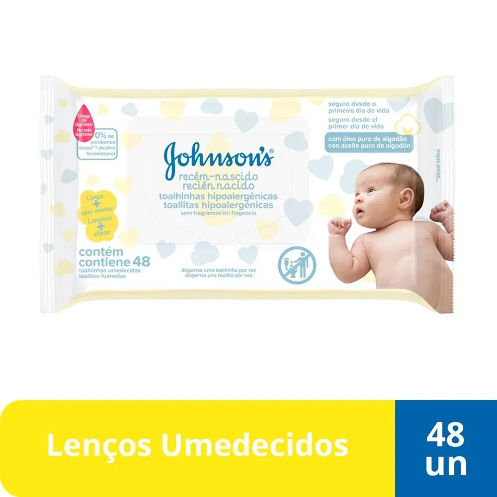 Lenços Umedecidos Johnson's Baby Recém-Nascido Sem Fragrância 48 Unidades
