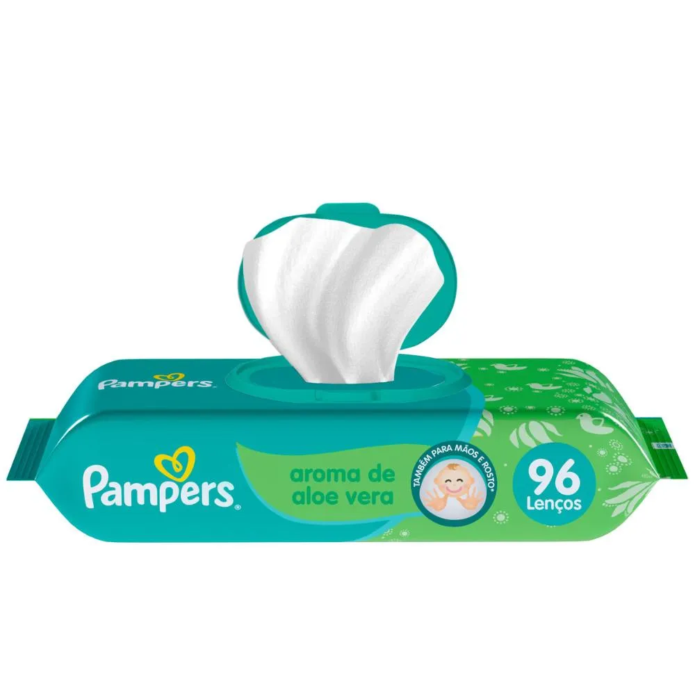 Lenços Umedecidos Pampers Aloe Vera - 96 Unidades