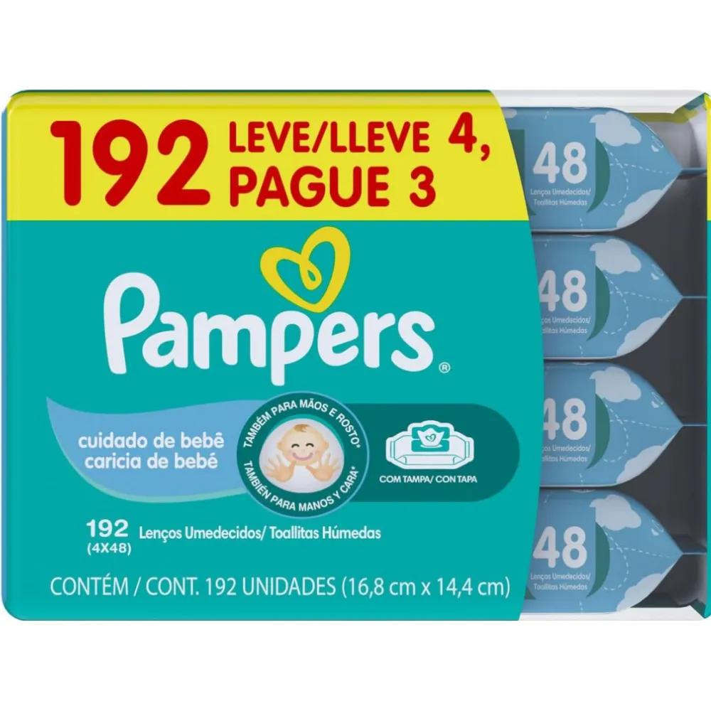 Lenços Umedecidos Pampers Cuidado de Bebê 192 Unidades — foto 2