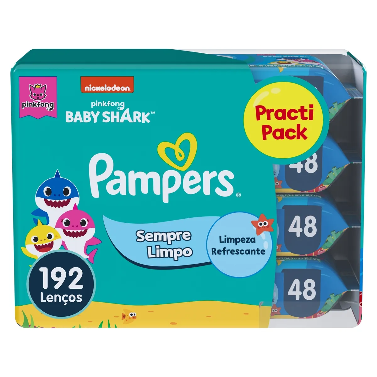 Lenços Umedecidos Pampers Splash Baby Shark 192 Unidades