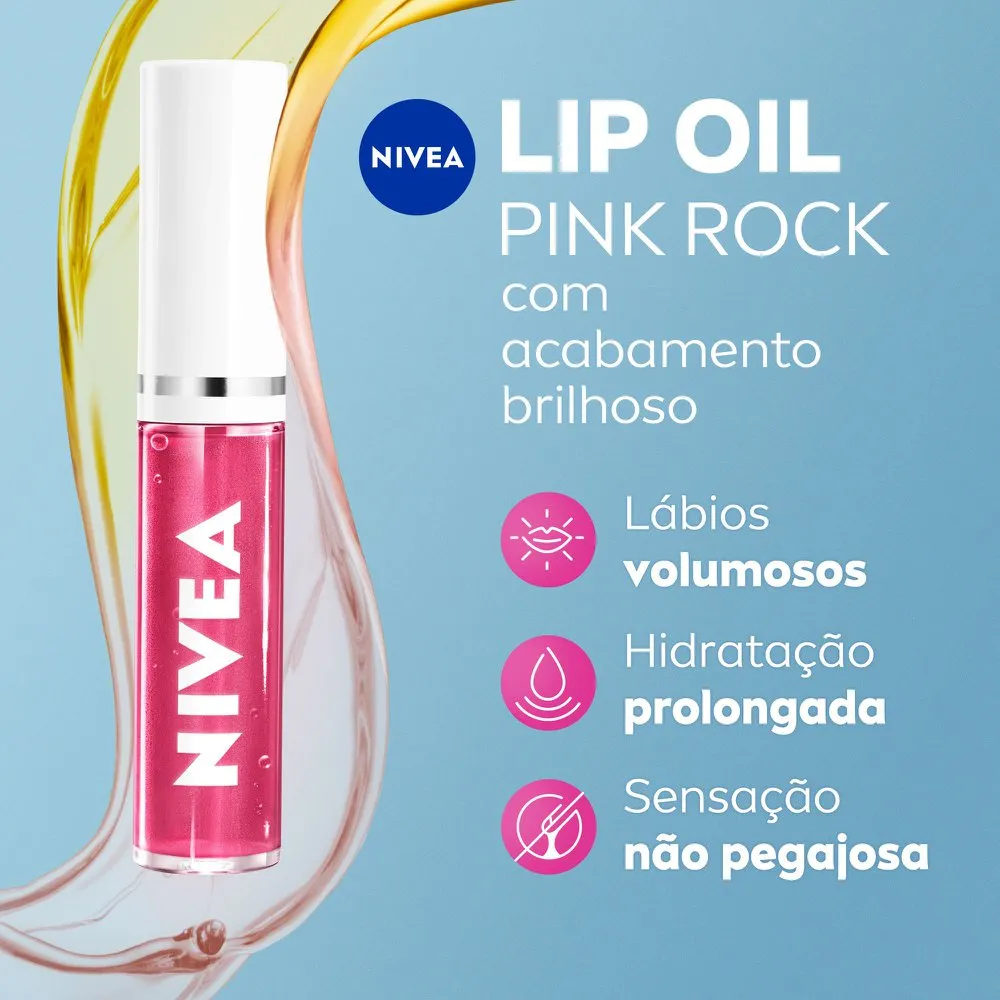 Lip OIl Nivea Brilho Nutritivo Pink Rock 5,5ml — foto 3