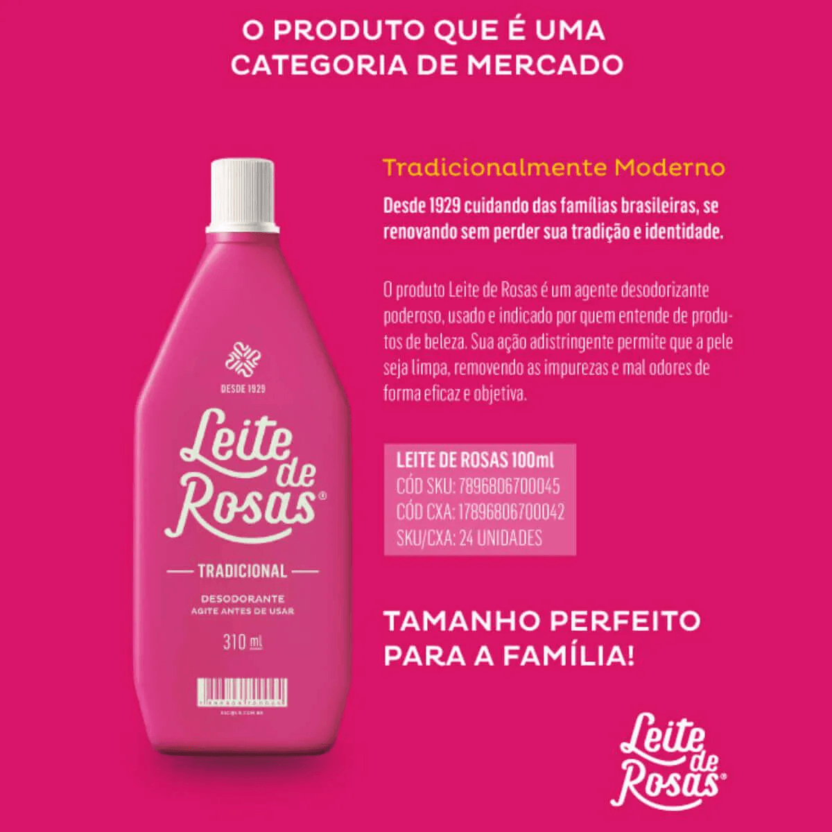 Loção Desodorante Leite de Rosas Tradicional 310ml — foto 3