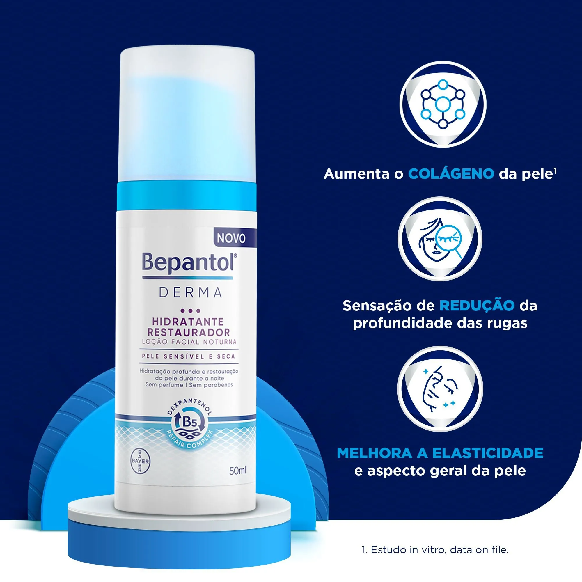 Loção Facial Bepantol Derma Hidratante Restaurador Noturna 50ml — foto 2