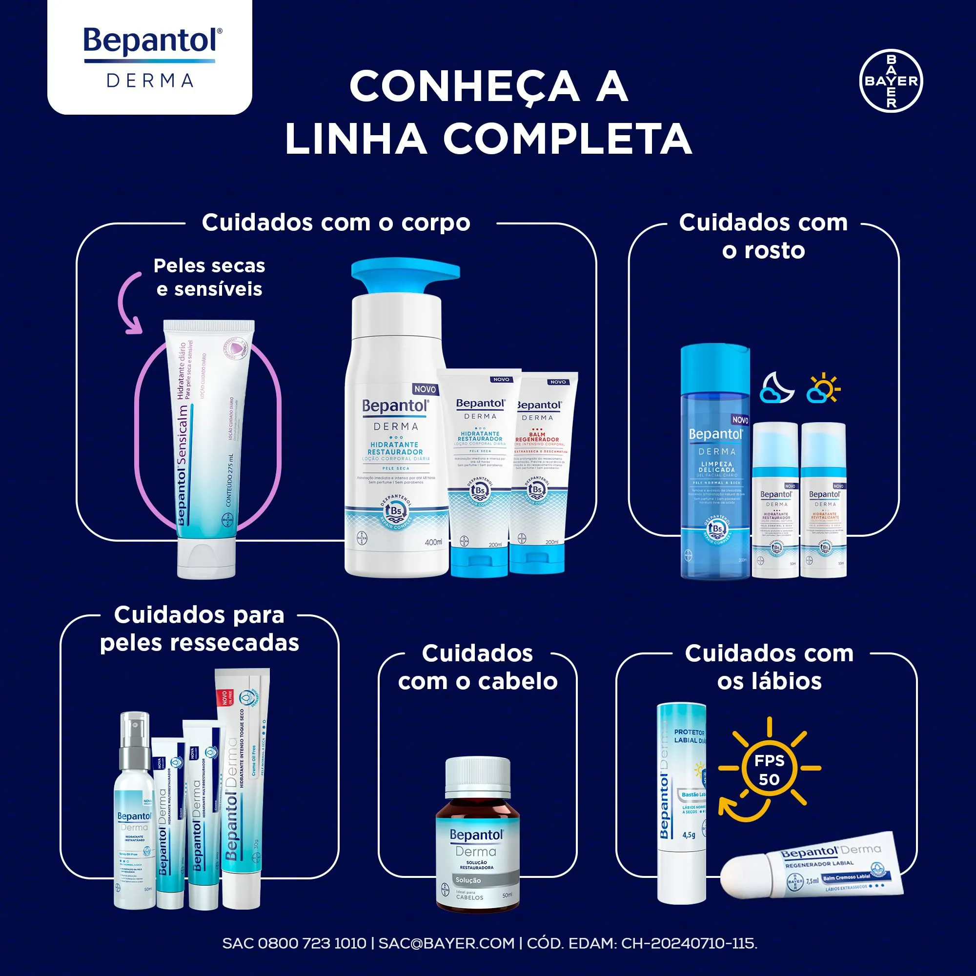 Loção Facial Bepantol Derma Hidratante Restaurador Noturna 50ml — foto 7