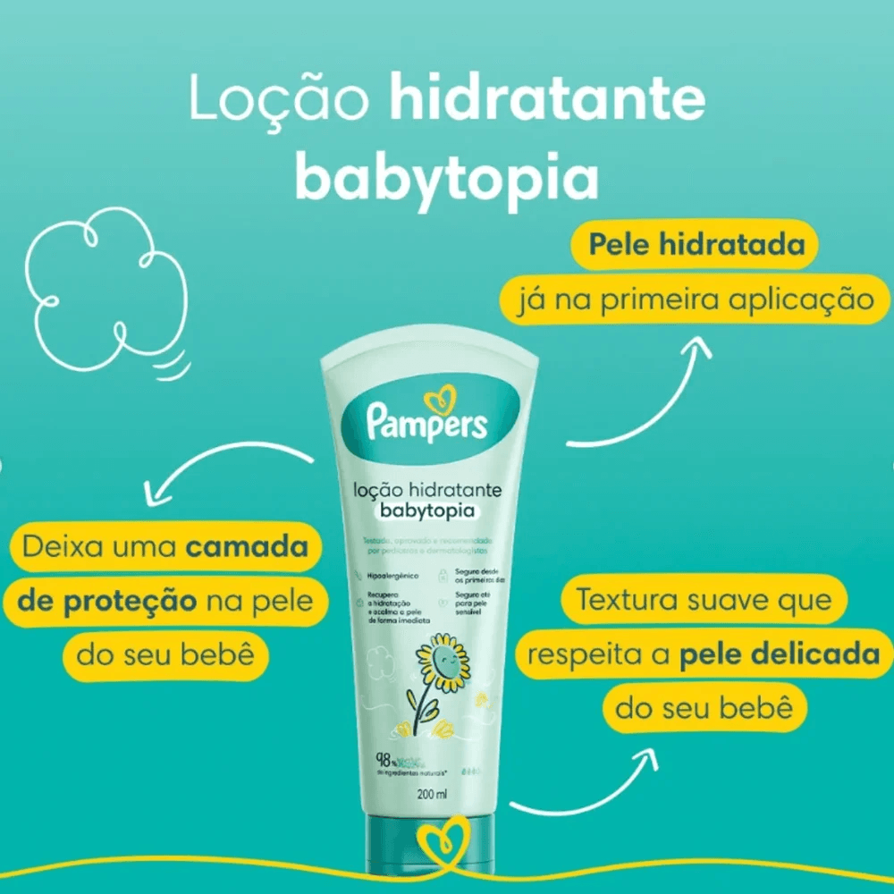 Loção Hidratante Infantil Pampers Babytopia Girassol 200ml — foto 2
