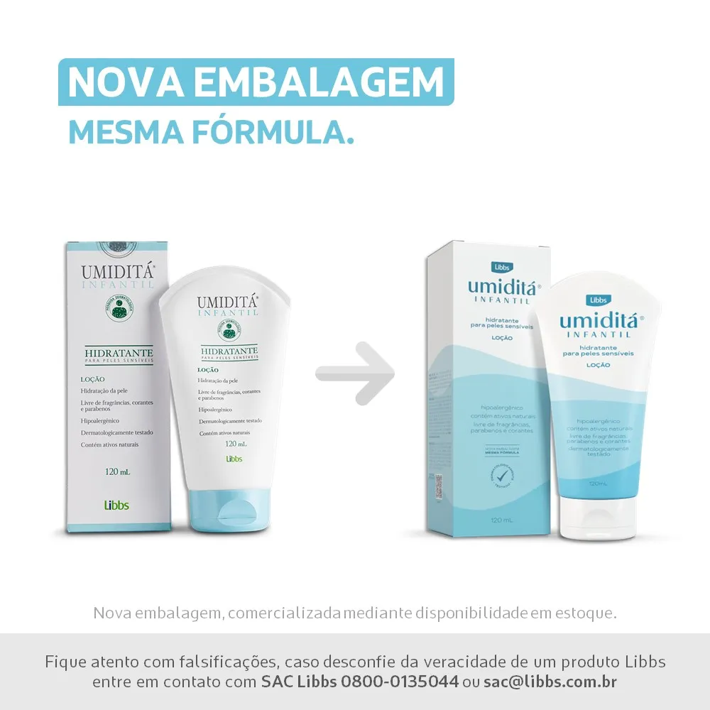 Loção Hidratante Infantil Umiditá Hipoalergênica Sem Fragrância 120ml — foto 2