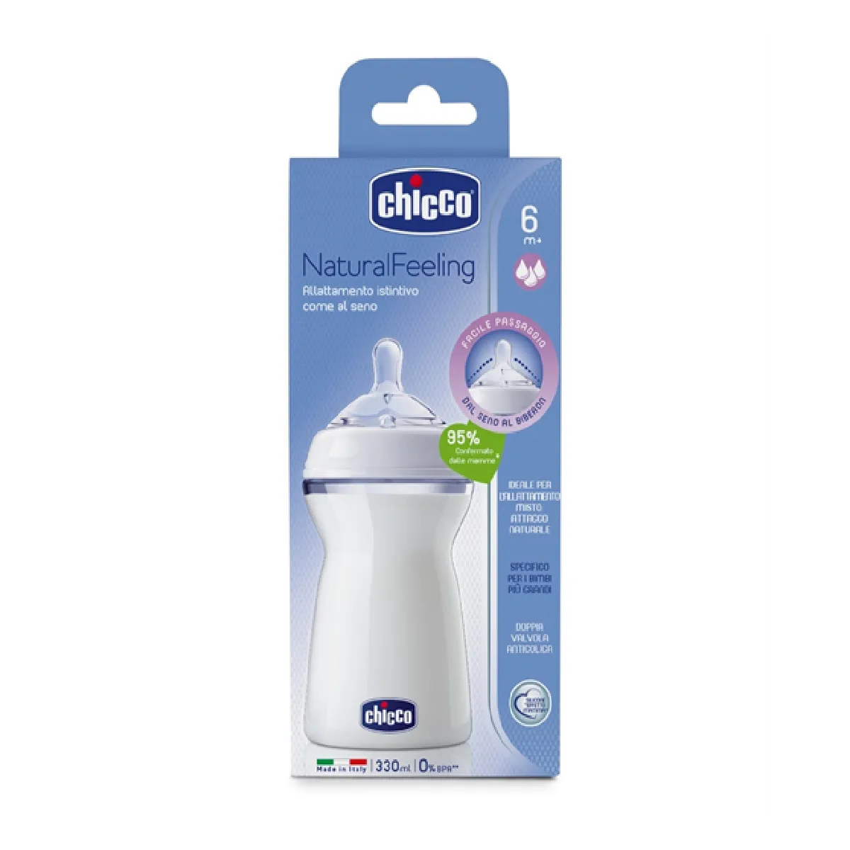 Mamadeira Chicco Step Up Bico Redondo +6 meses Fluxo Rápido 330ml 1 Unidade