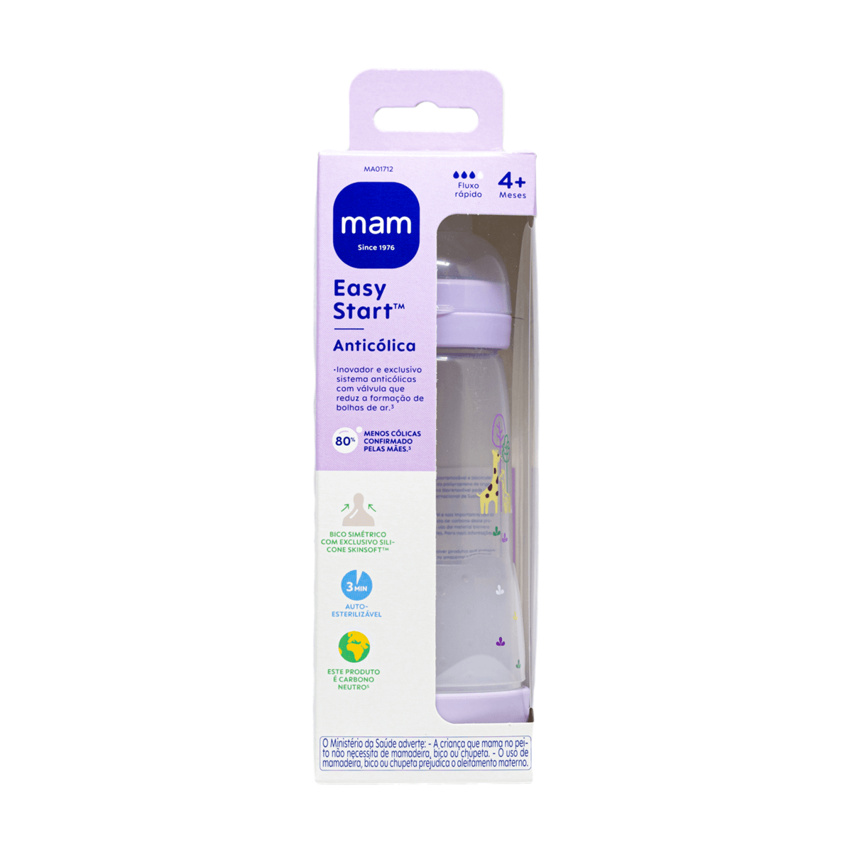 Mamadeira MAM Easy Start Anticólica +4 meses Rosa 320ml 1 Unidade
