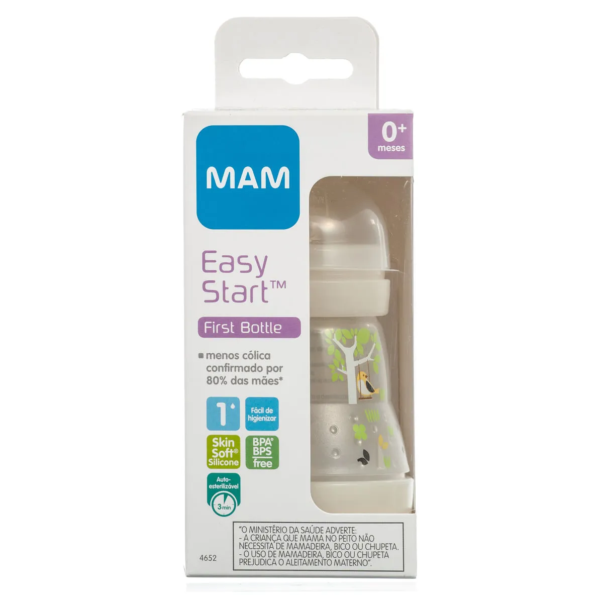 Mamadeira MAM Easy Start Anticólica Autoesterilizável de 0 a 6 meses Neutra 160ml 1 Unidade