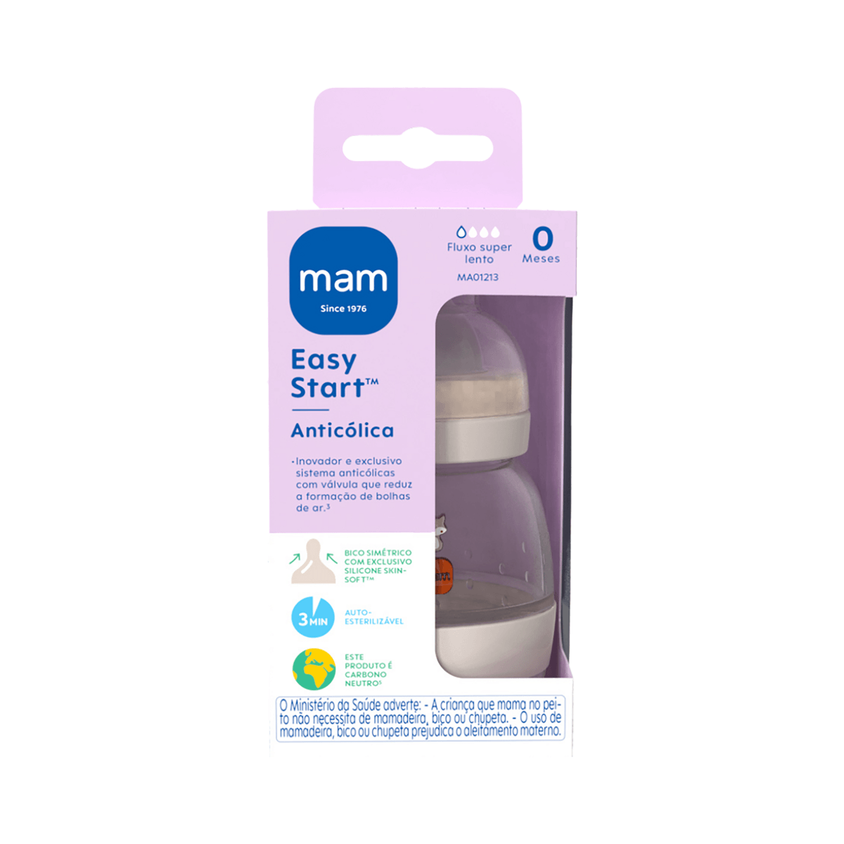 Mamadeira MAM Easy Start Anticólica Recém-Nascido Transparente 130ml 1 Unidade