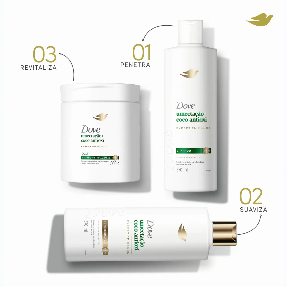 Máscara Capilar Dove 2 em 1 Umectação + Coco Antioxi 500g — foto 7