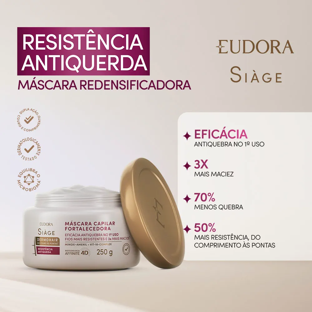 Máscara Capilar Eudora Siàge DermoHair Fortalecedora 250g — foto 3