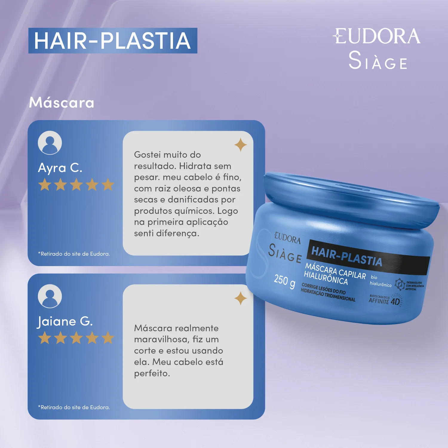 Máscara Capilar Eudora Siàge Hair-Plastia Hialurônico 250g — foto 3